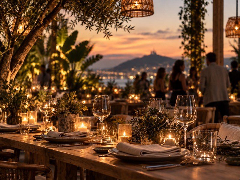 Mesa de celebración con velas