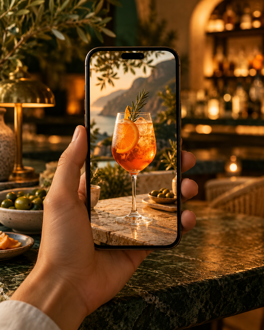 Campaña digital gastronómica presentada en un teléfono móvil