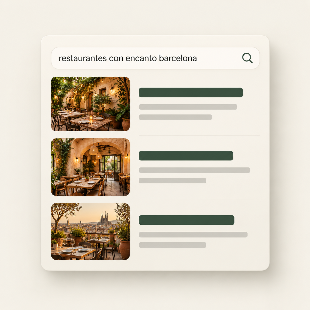 Ejemplo visual de posicionamiento SEO para restaurantes en Barcelona