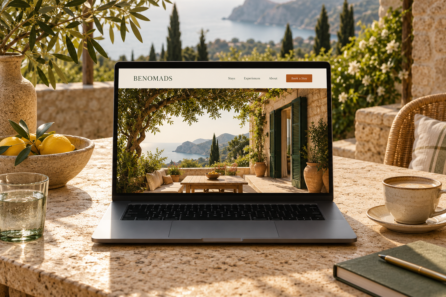 Diseño web de una marca de hospitality en un ordenador portátil